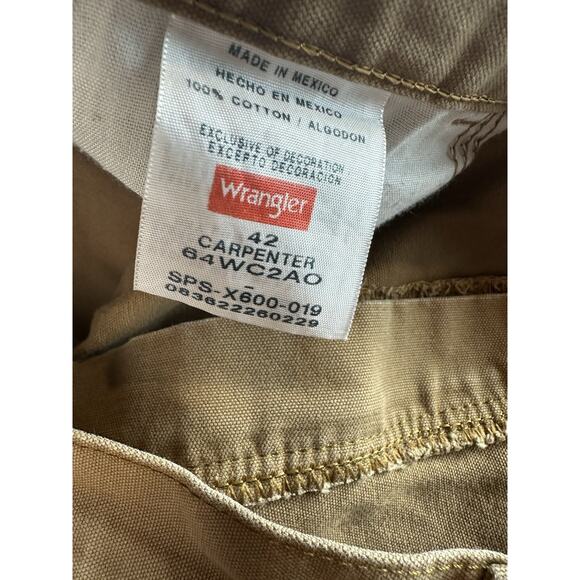 Vtg Y2K Wrangler Carpenter Cargo Shorts Mens 42 Khaki Utility Pockets Gorpcore - Picture 3 of 3